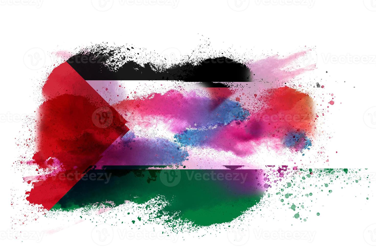 Palestinian Territories Watercolor Painted Flag photo