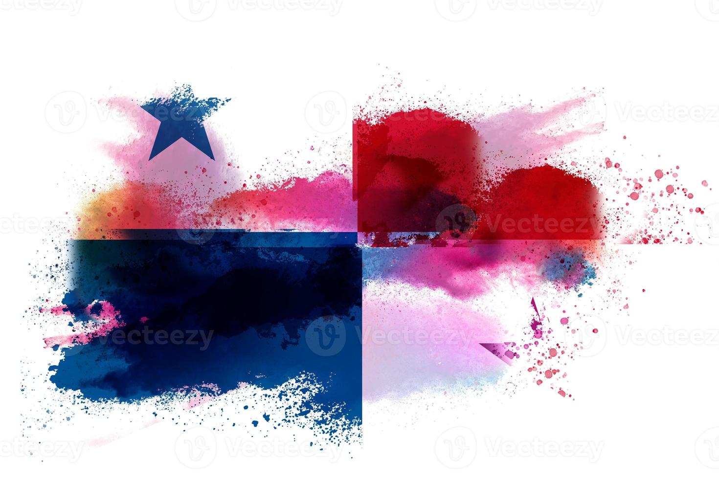 Panama Watercolor Painted Flag photo