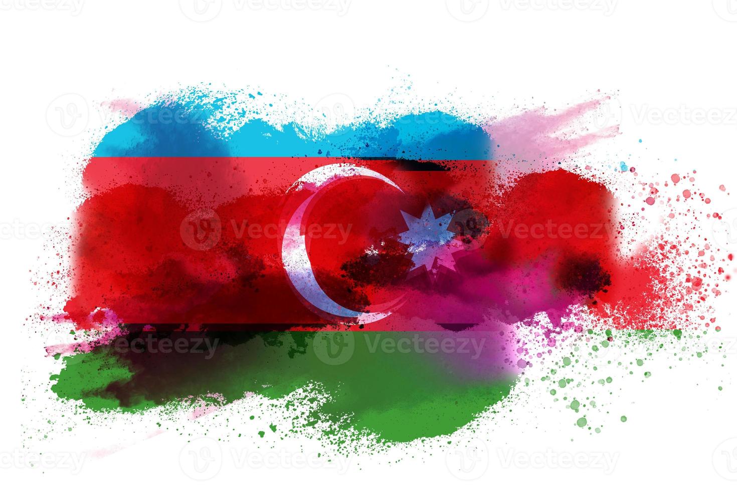 Azerbaijan Watercolor Painted Flag photo