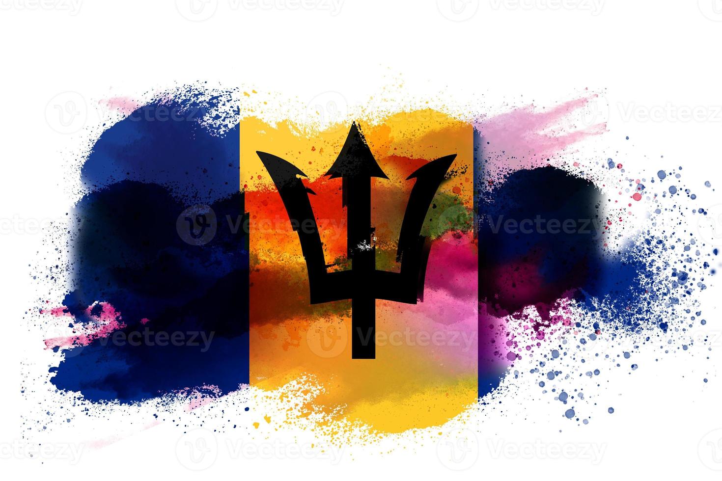 Barbados Watercolor Painted Flag photo