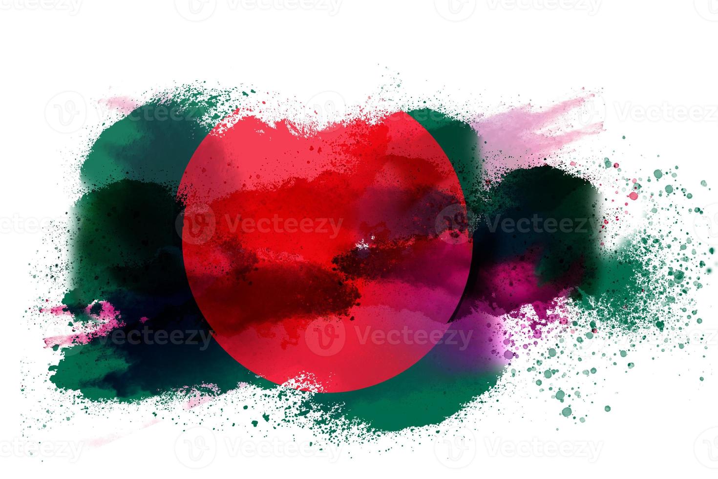 Bangladesh Watercolor Painted Flag photo