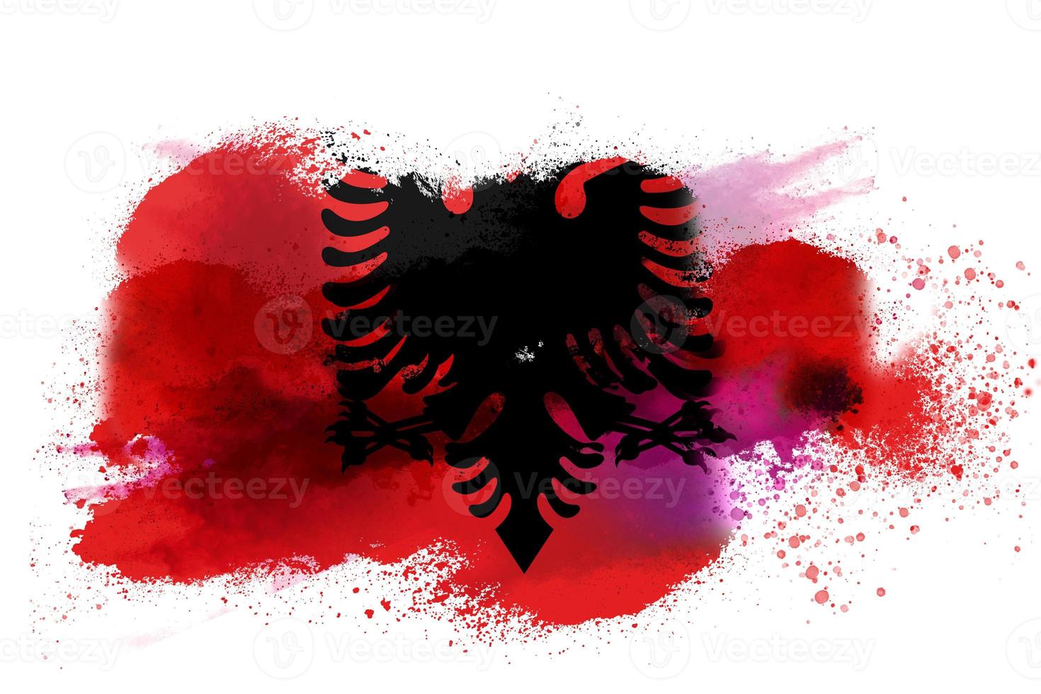 Albania Watercolor Painted Flag photo