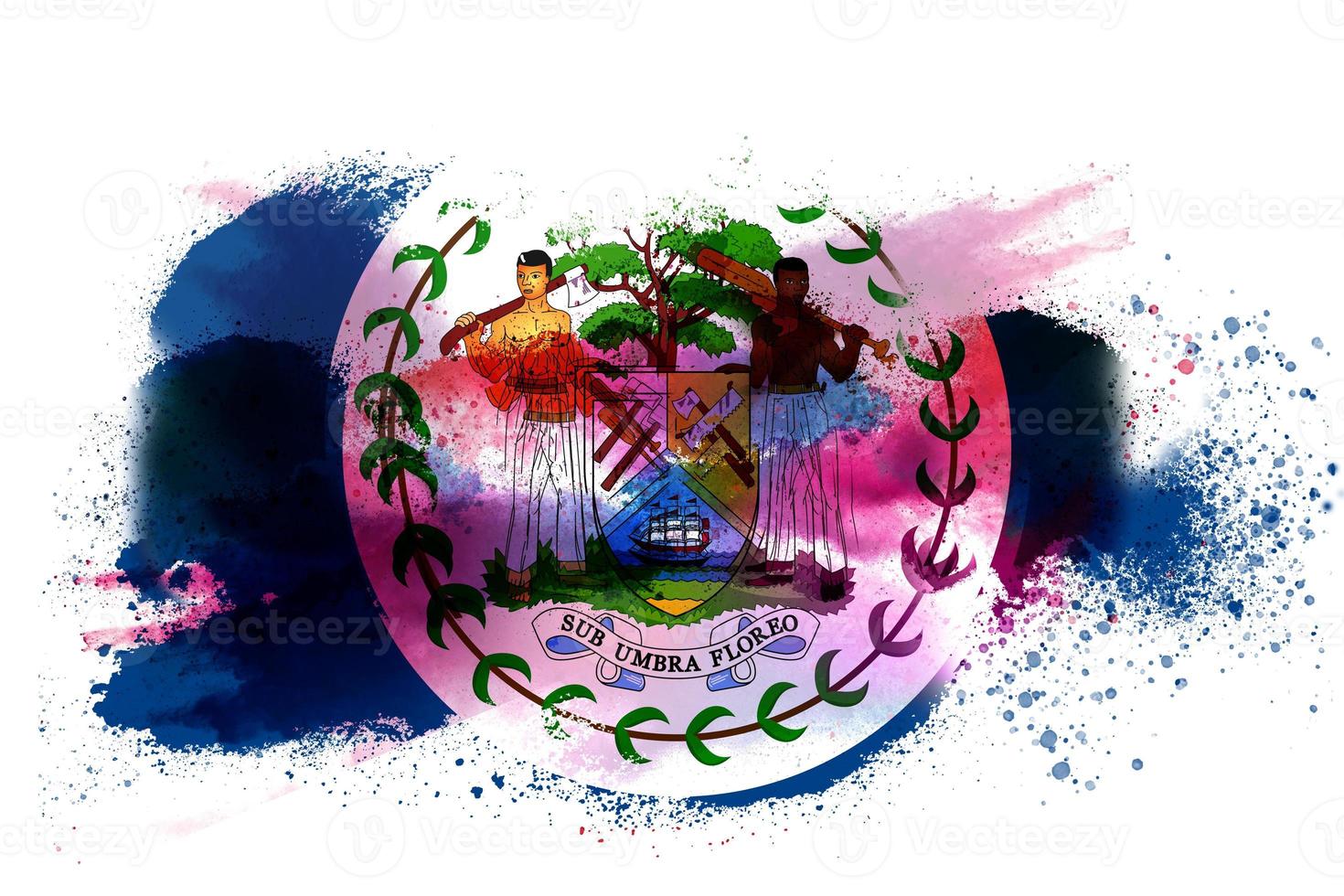 Belize Watercolor Painted Flag photo