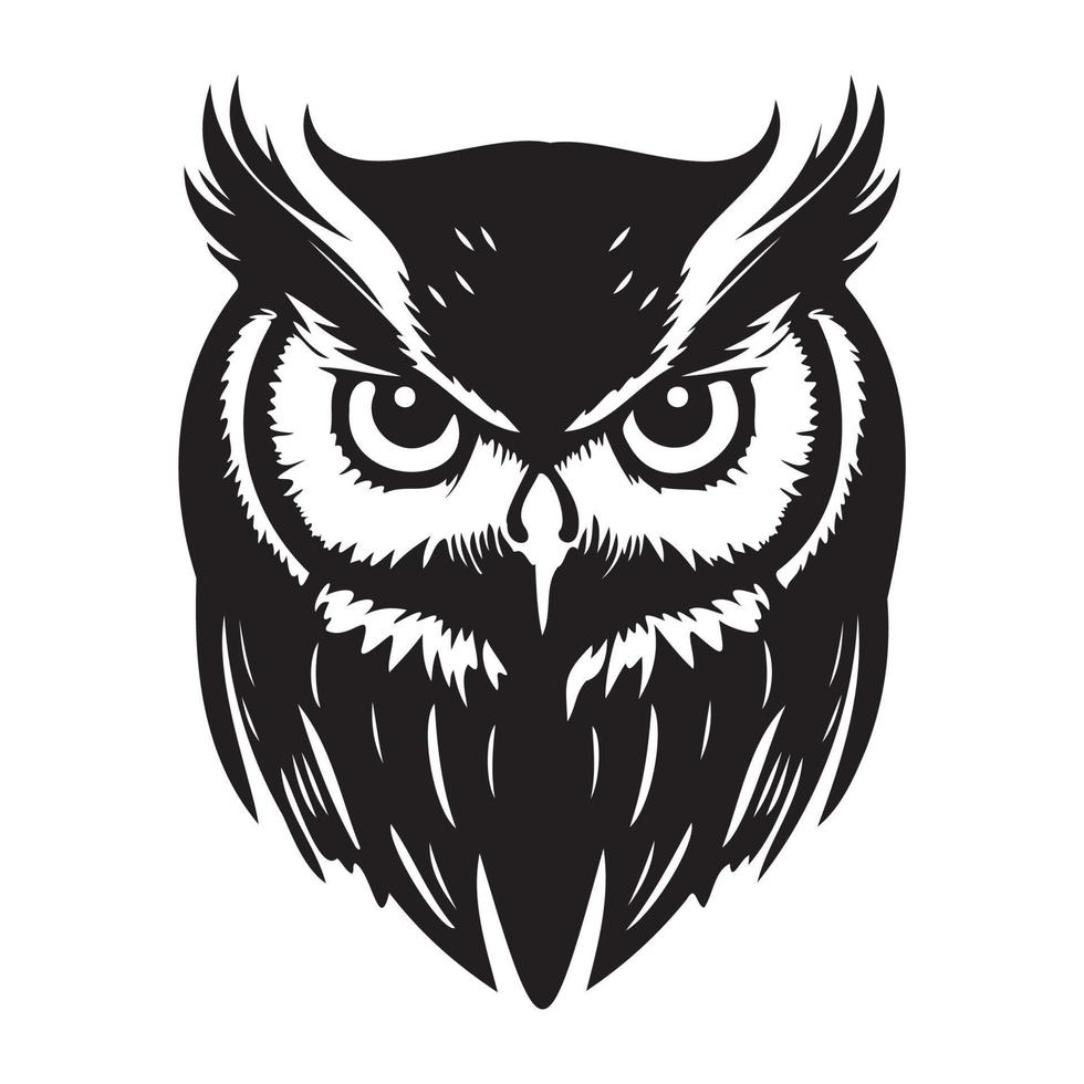 Owl Face, Silhouettes Owl Face SVG, black and white Owl vector