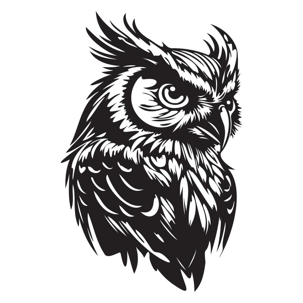 Owl Face, Silhouettes Owl Face SVG, black and white Owl vector