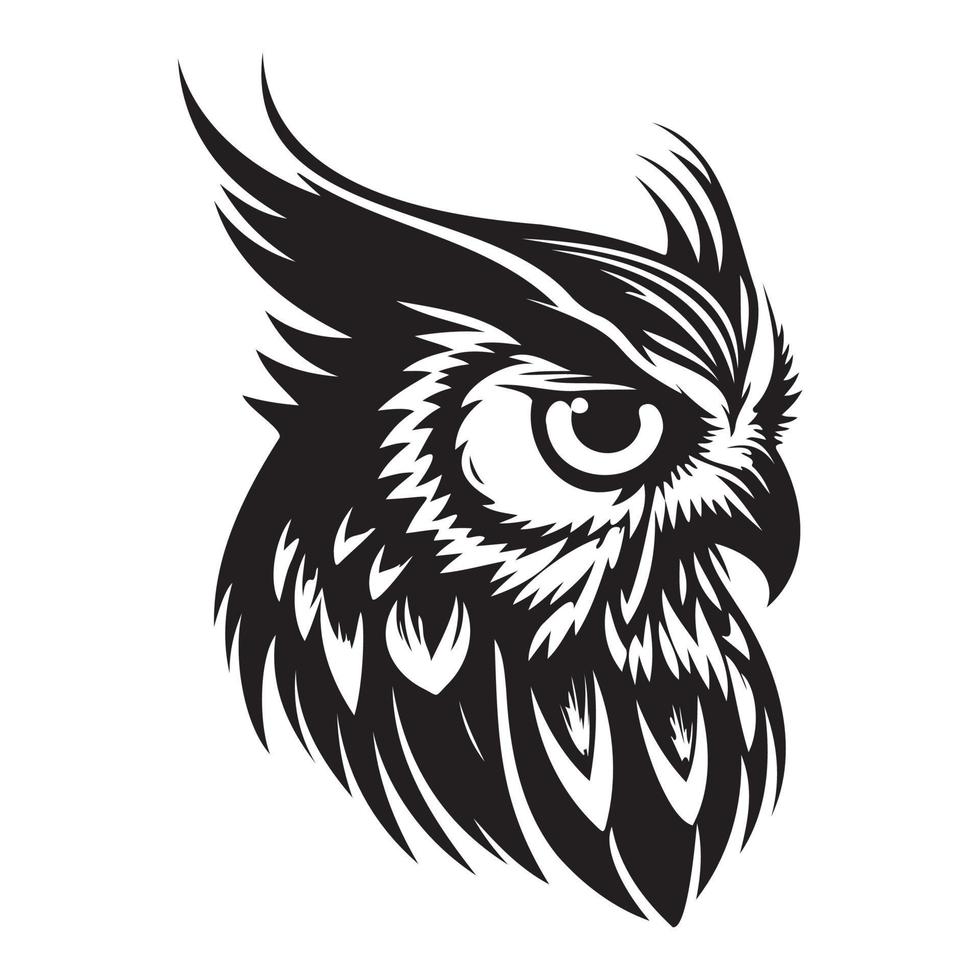 Owl Face, Silhouettes Owl Face SVG, black and white Owl vector