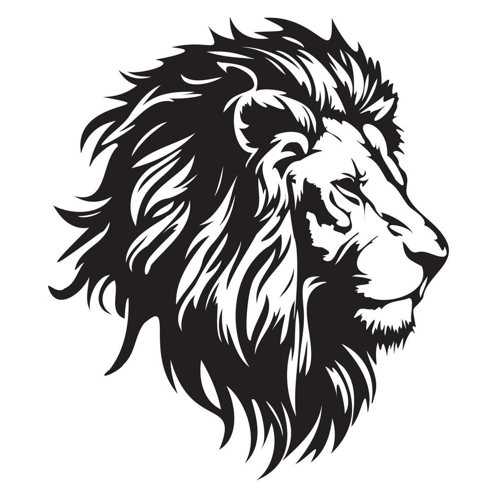 Lion Face, Silhouettes Lion Face SVG, black and white lion vector