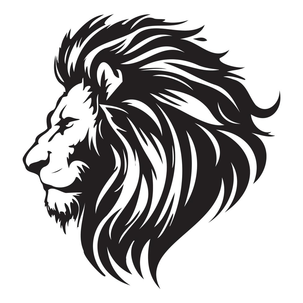 Lion Face, Silhouettes Lion Face SVG, black and white lion vector