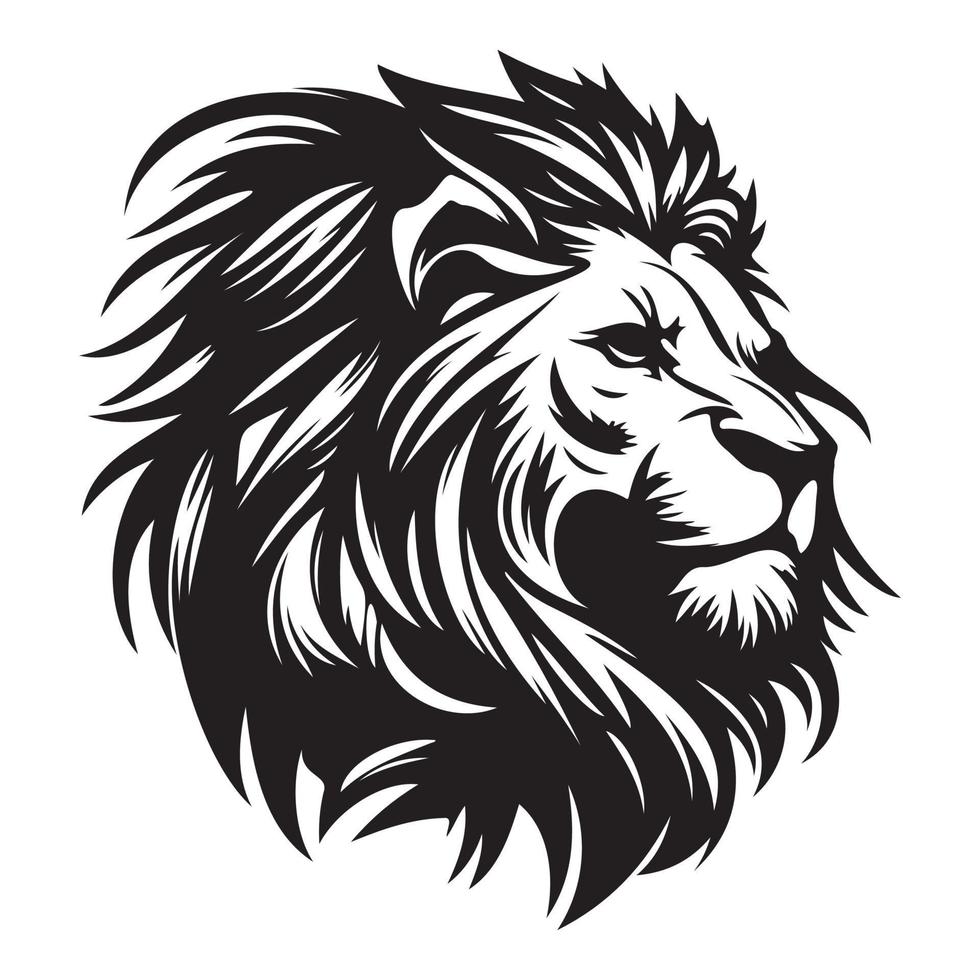 Lion Face, Silhouettes Lion Face SVG, black and white lion vector