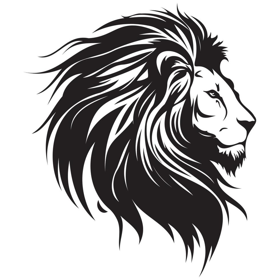 Lion Face, Silhouettes Lion Face SVG, black and white lion vector