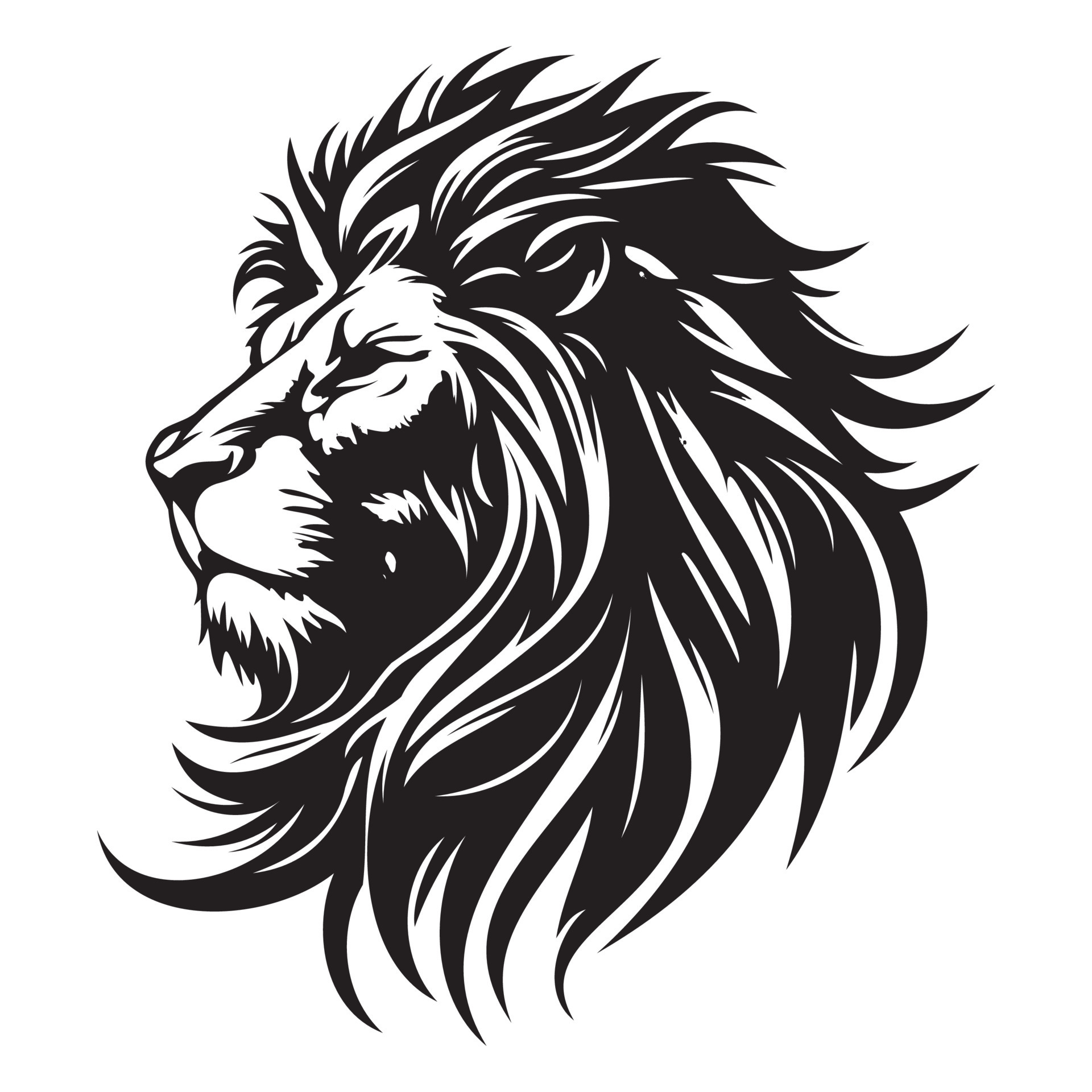Lion Face, Silhouettes Lion Face SVG, black and white lion vector 22666311 Vector Art at Vecteezy