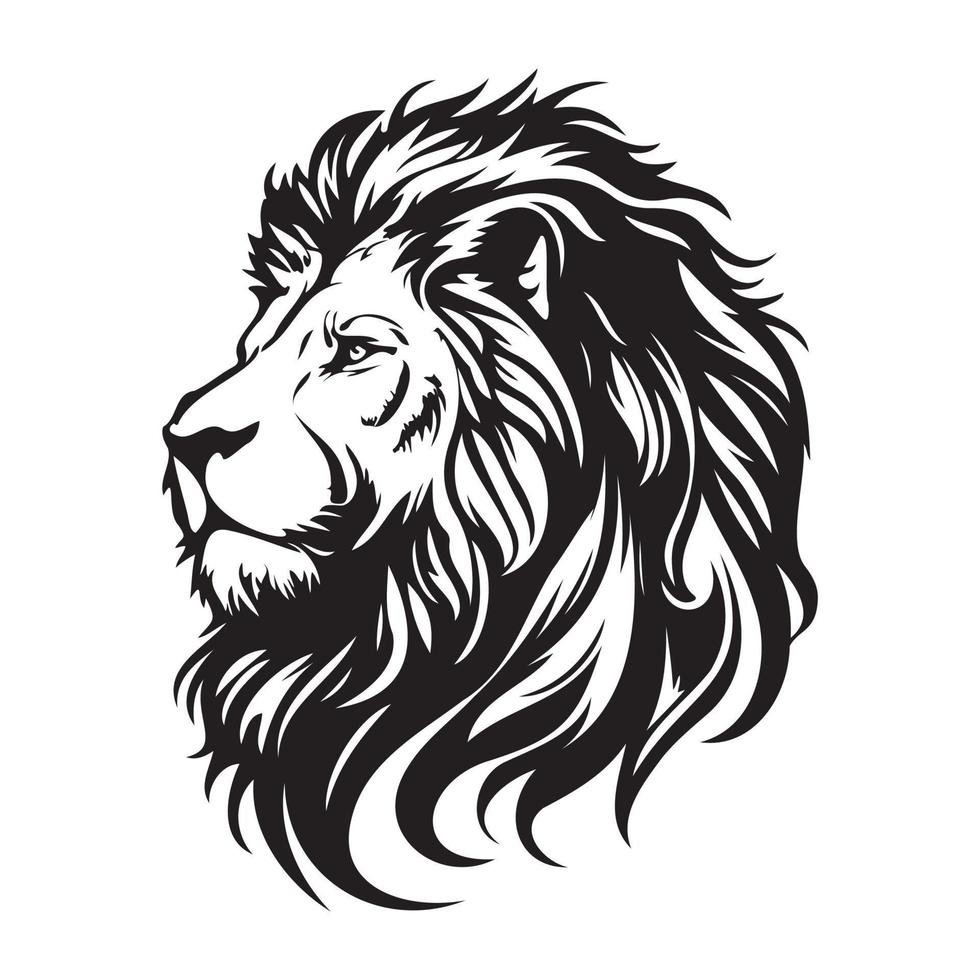 Lion Face, Silhouettes Lion Face SVG, black and white lion vector