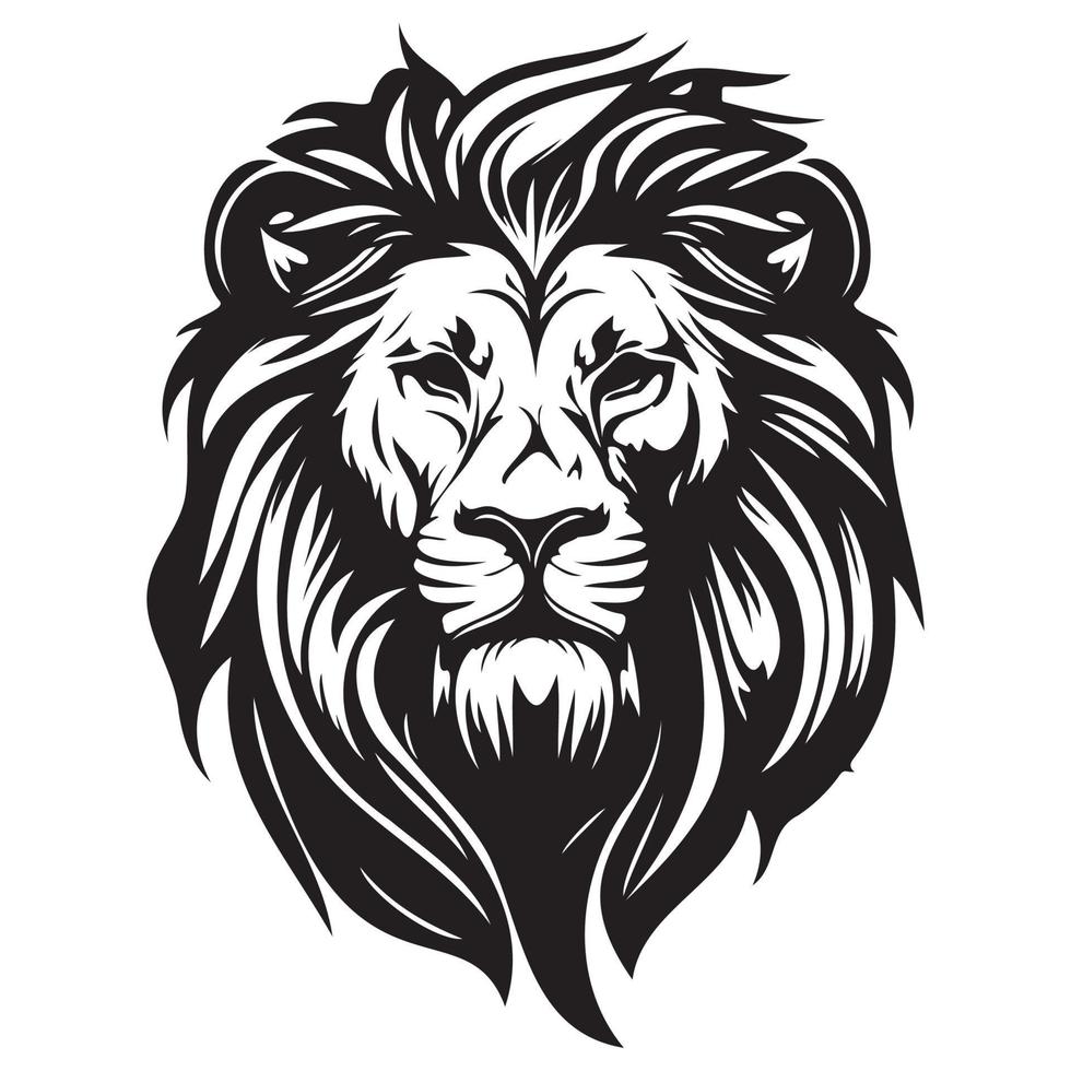Lion Face, Silhouettes Lion Face SVG, black and white lion vector