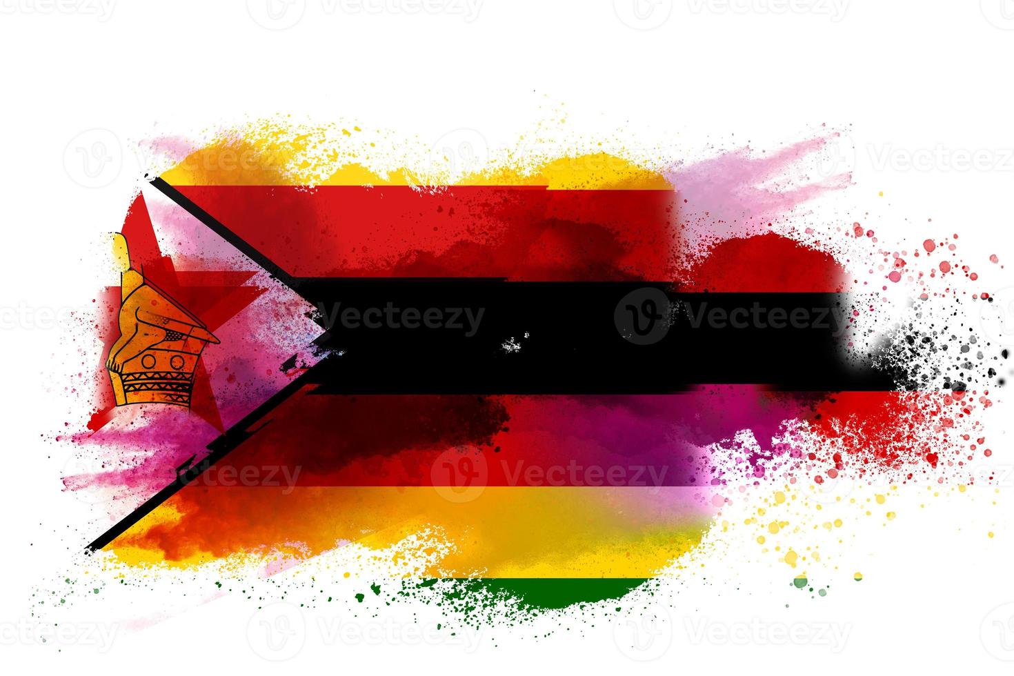 Zimbabwe Watercolor Painted Flag photo