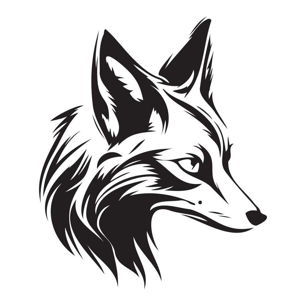 Fox Face, Silhouettes Fox Face SVG, black and white Fox vector