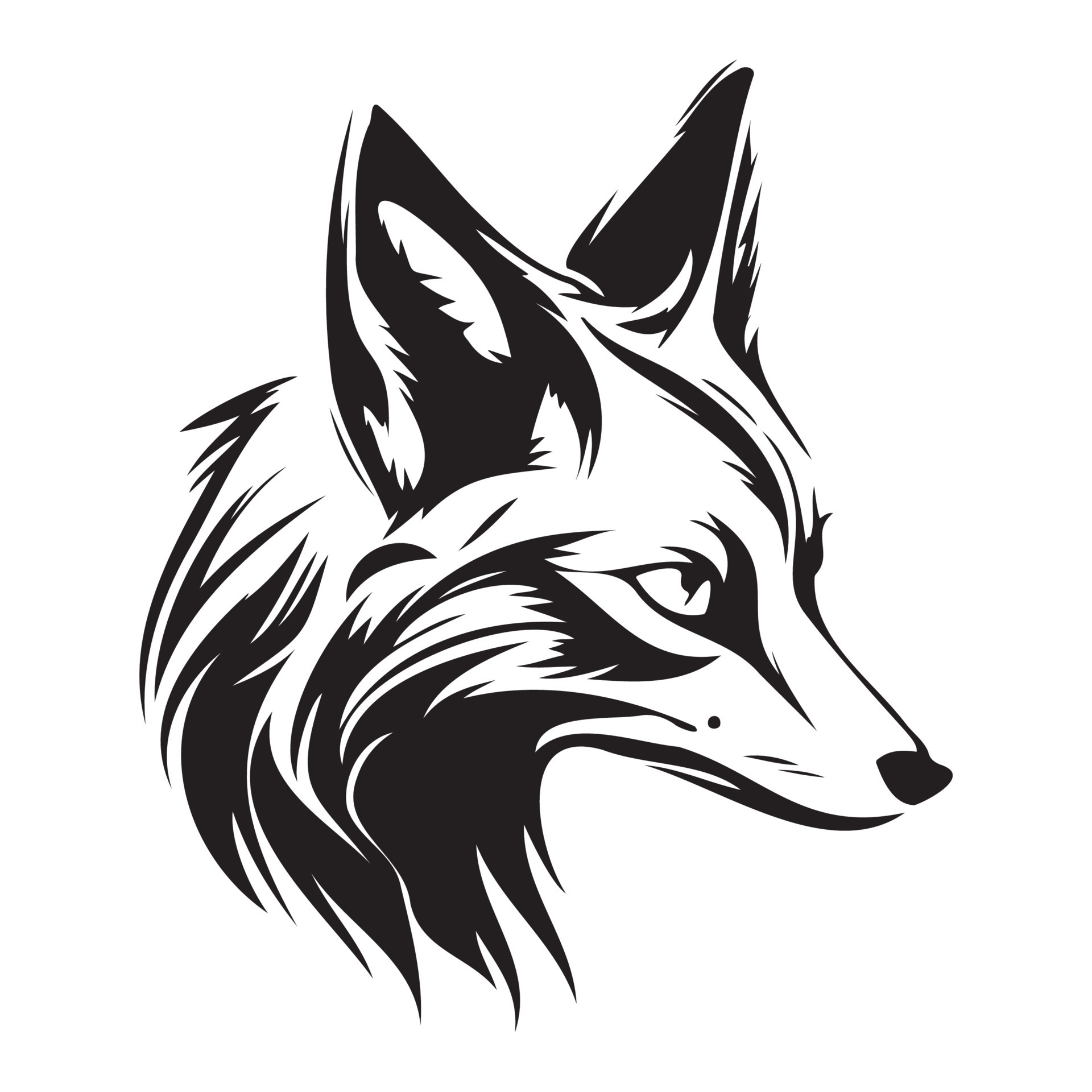 Fox Face, Silhouettes Fox Face SVG, black and white Fox vector 22666350
