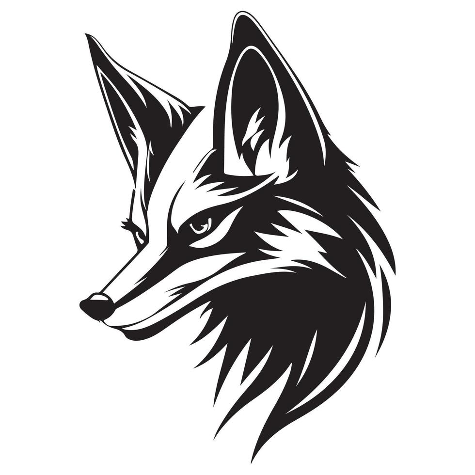 Fox Face, Silhouettes Fox Face SVG, black and white Fox vector