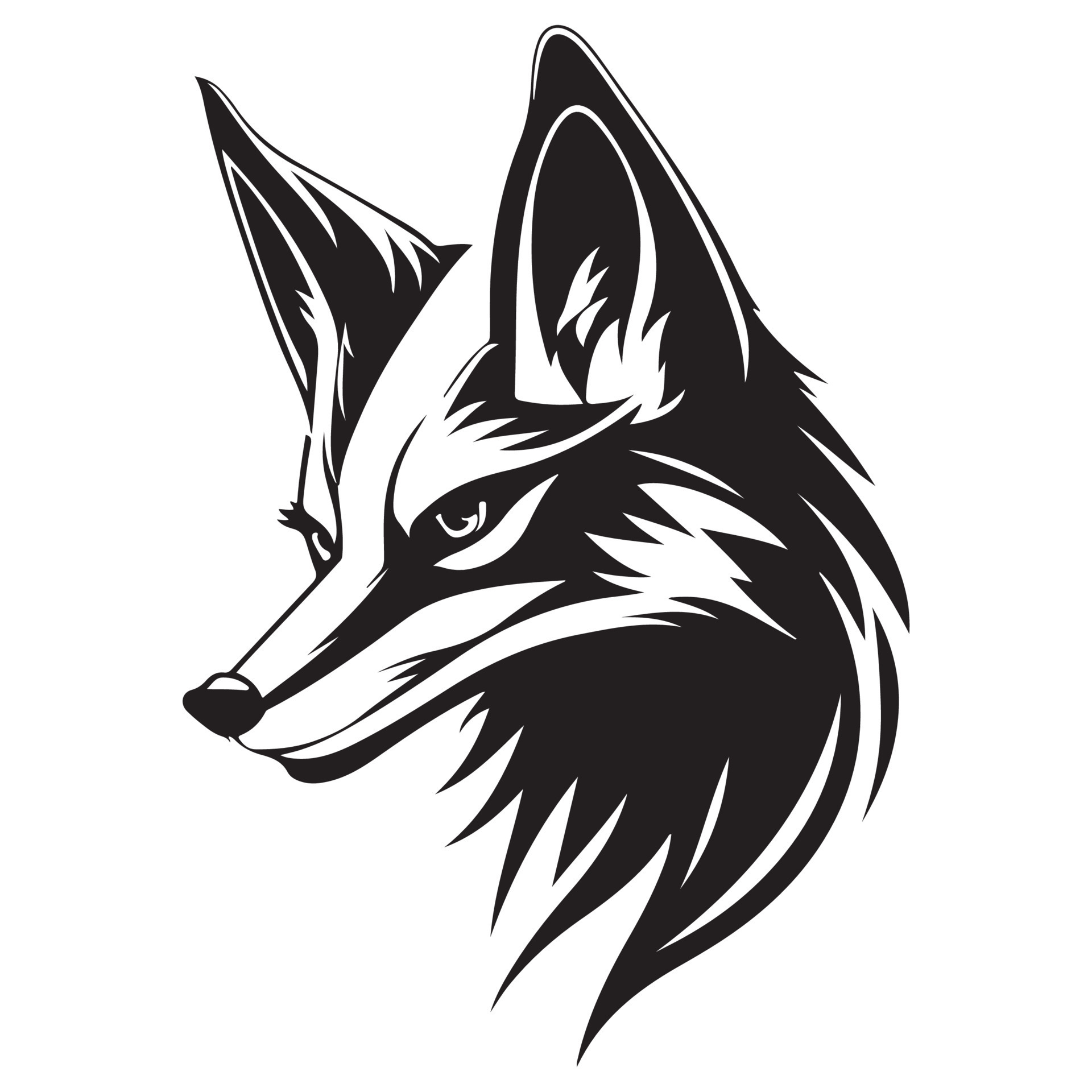 Fox Face, Silhouettes Fox Face SVG, black and white Fox vector 22666358