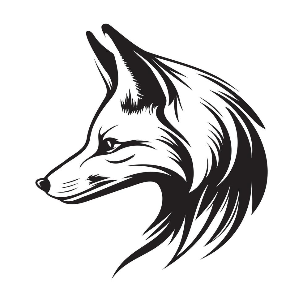 Fox Face, Silhouettes Fox Face SVG, black and white Fox vector