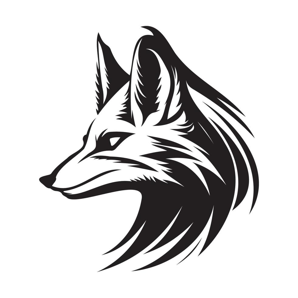 Fox Face, Silhouettes Fox Face SVG, black and white Fox vector