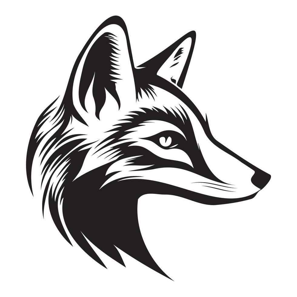 Fox Face, Silhouettes Fox Face SVG, black and white Fox vector