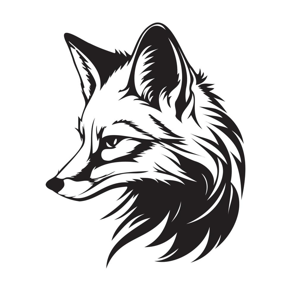 Fox Face, Silhouettes Fox Face SVG, black and white Fox vector