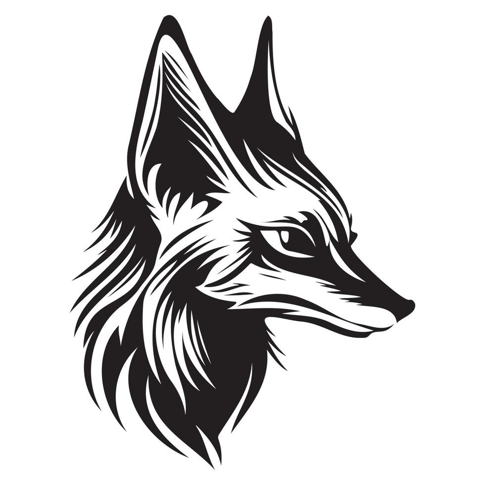 Fox Face, Silhouettes Fox Face SVG, black and white Fox vector