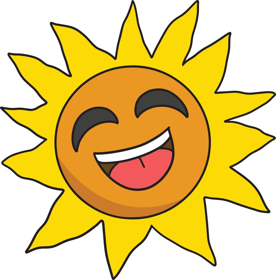Happy Sun Cartoon Colored Clipart Illustration vector