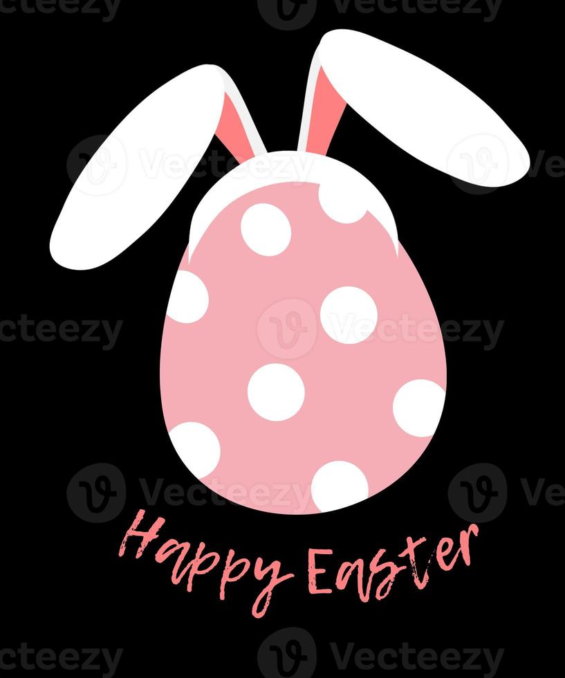 beautiful easter egg with bunny ears with the inscription happy easter on a black background photo