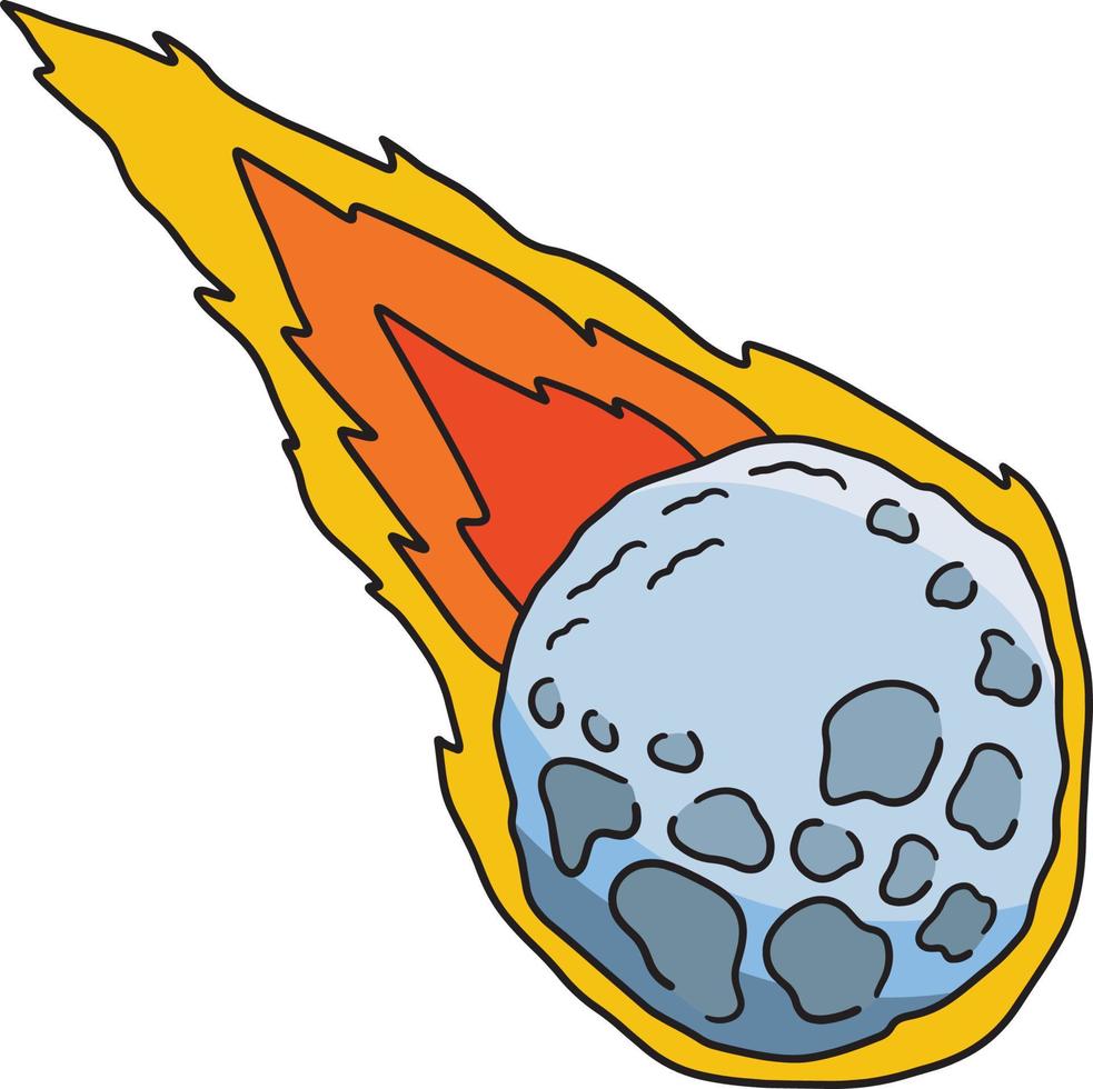 Falling Asteroid Cartoon Colored Clipart vector