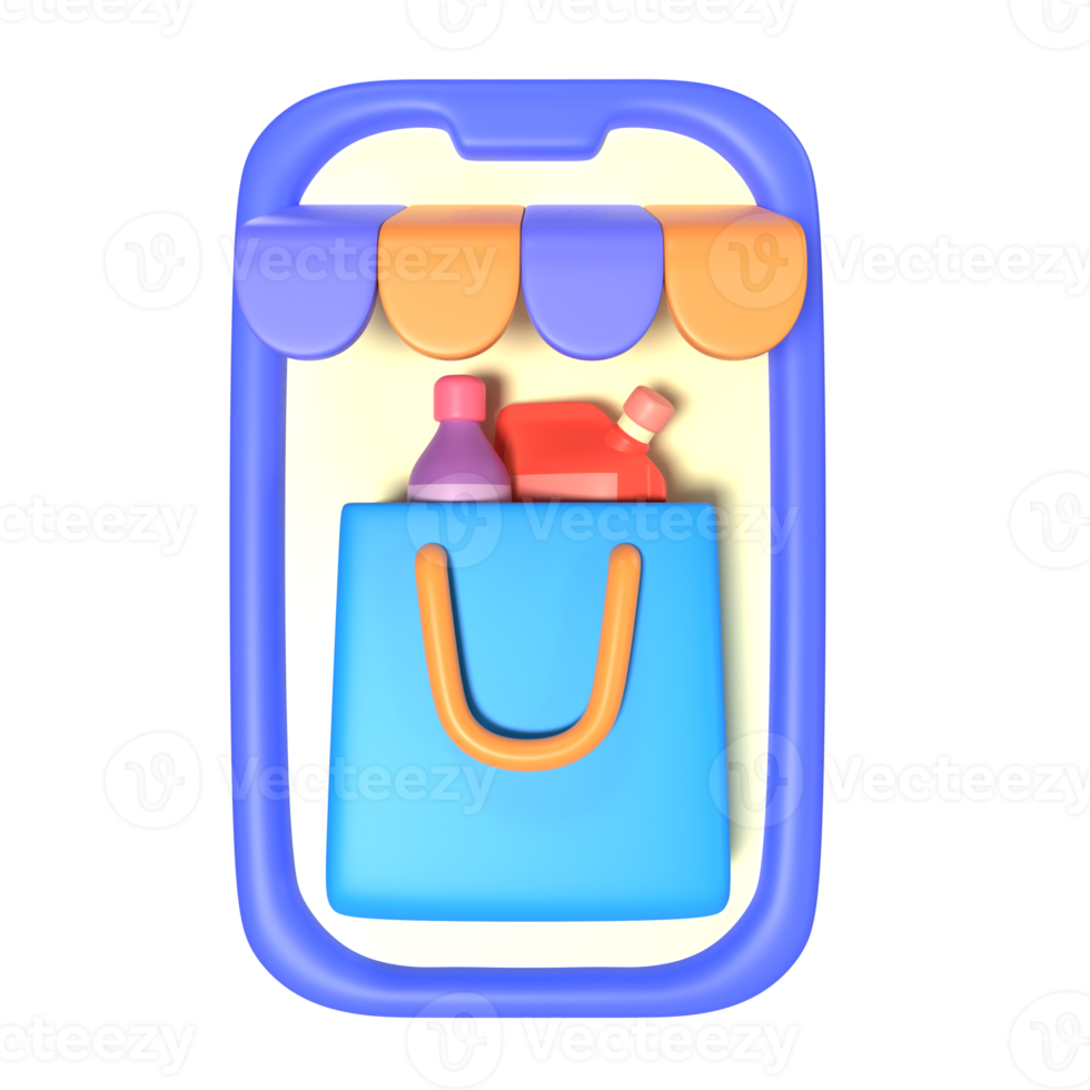 Mobile Shopping 3D Illustration Icon png