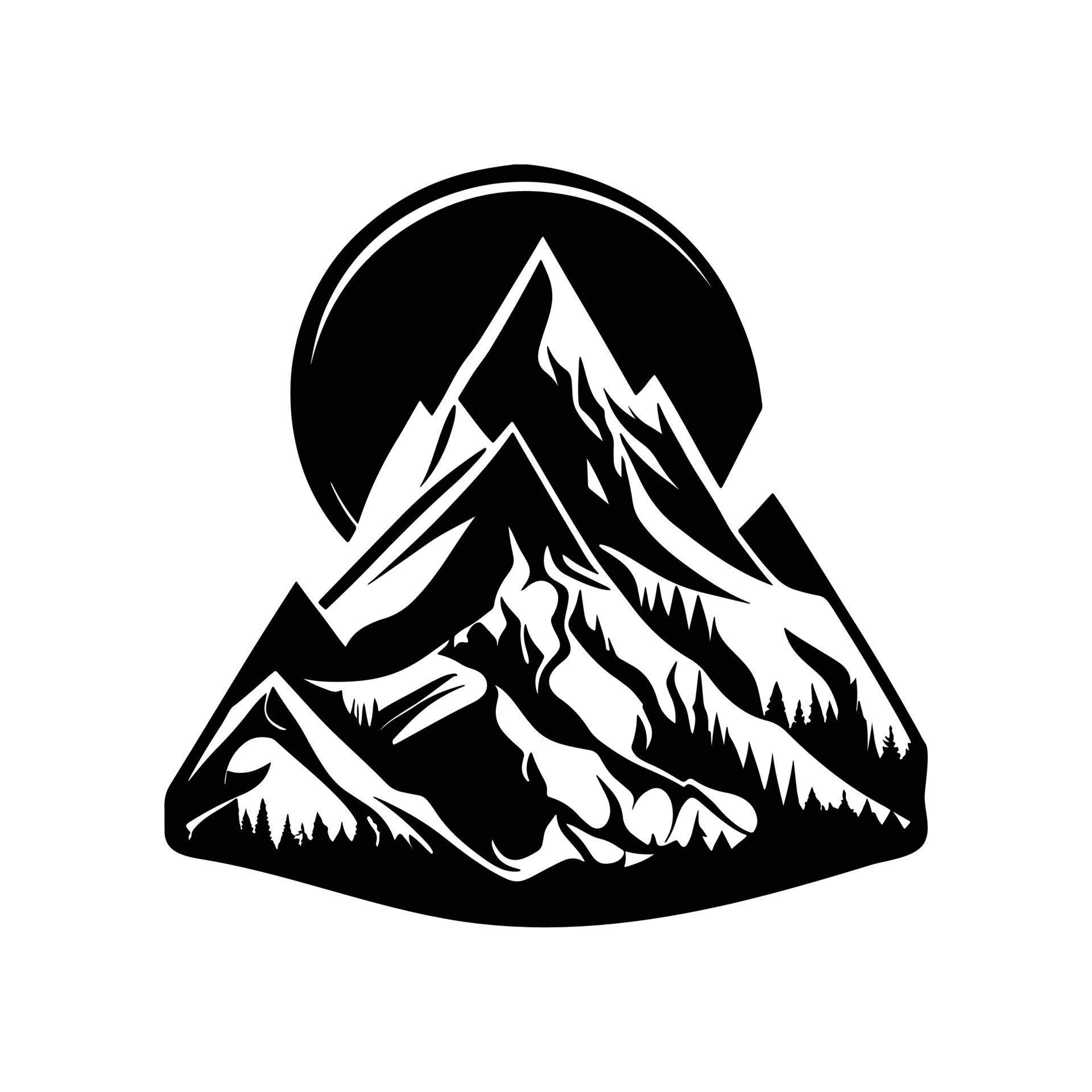 Mountain vector template, Mountain Silhouette, Forest Trees Travel Mountain vector template, Mountain Silhouette, Forest Trees Travel