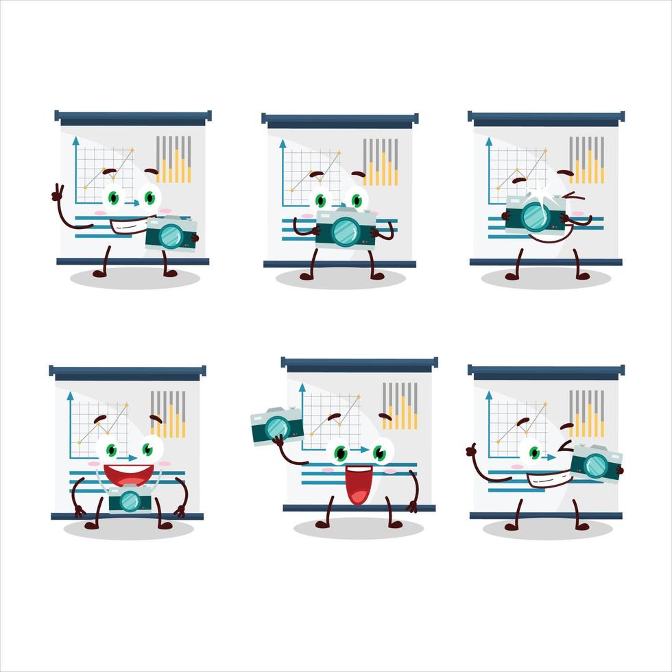 Photographer profession emoticon with business presentation cartoon character vector