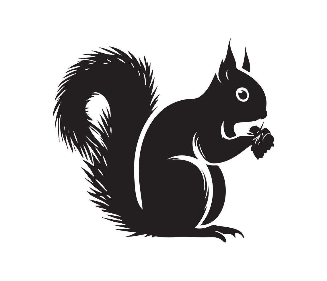 Squirrel Face, Silhouettes Squirrel Face, black and white Squirrel vector