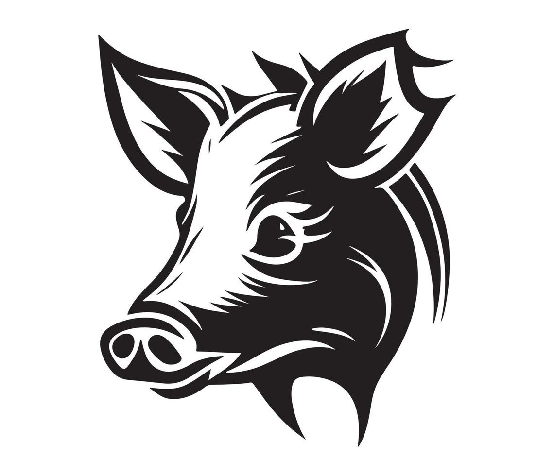 cerdo rostro, siluetas cerdo rostro, negro y blanco cerdo vector