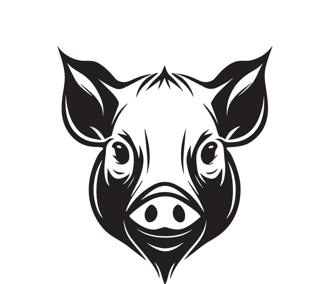 Pig Face, Silhouettes Pig Face, black and white Pig vector