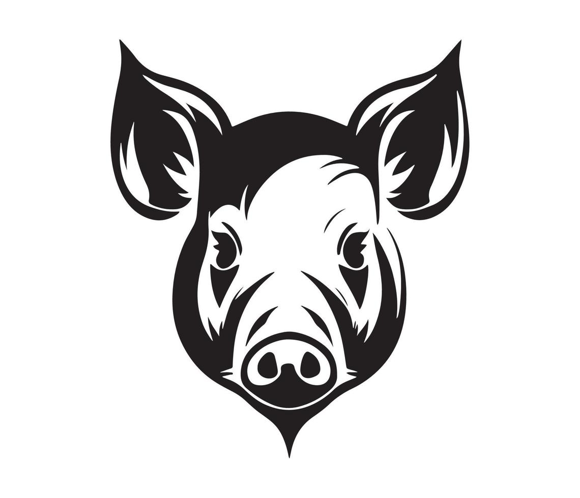 cerdo rostro, siluetas cerdo rostro, negro y blanco cerdo vector