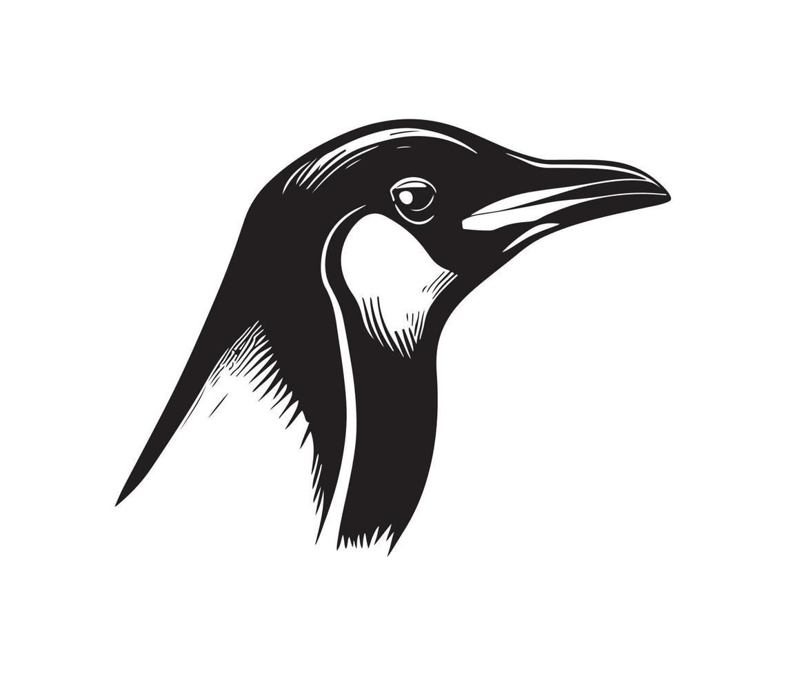 Penguin Face, Silhouettes Penguin Face, black and white Penguin vector