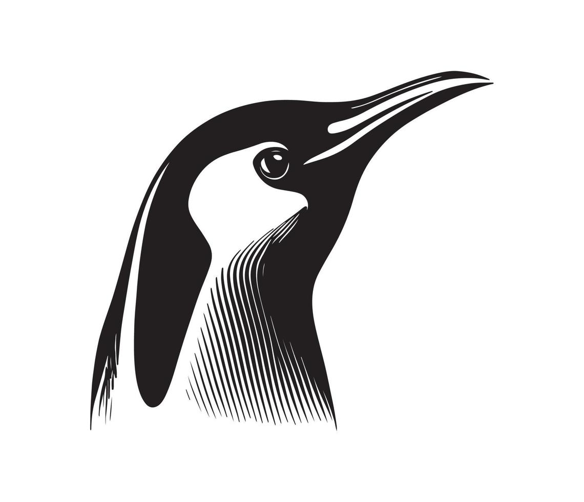 Penguin Face, Silhouettes Penguin Face, black and white Penguin vector