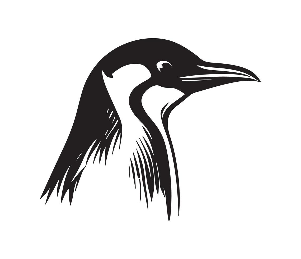 Penguin Face, Silhouettes Penguin Face, black and white Penguin vector