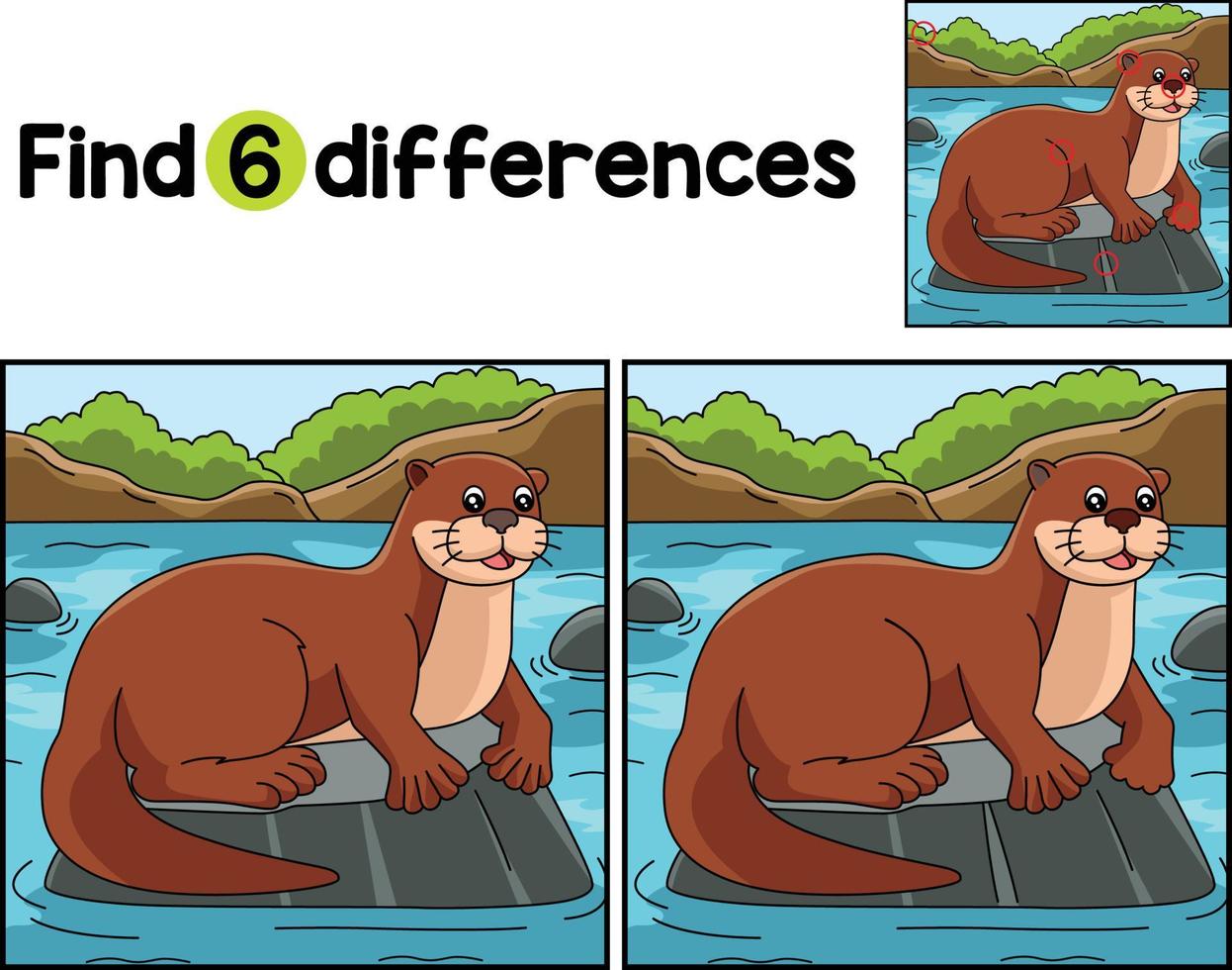 River Otter Animal Find The Differences vector