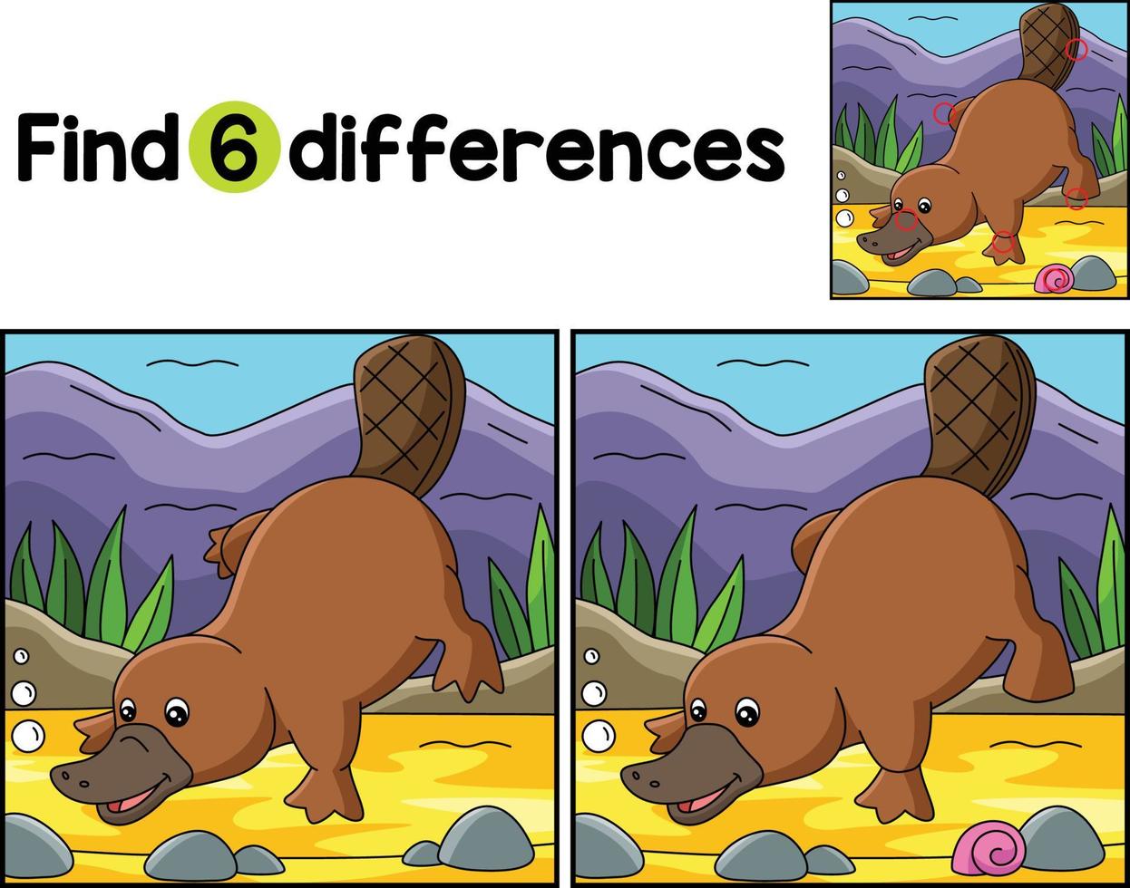 Platypus Animal Find The Differences vector
