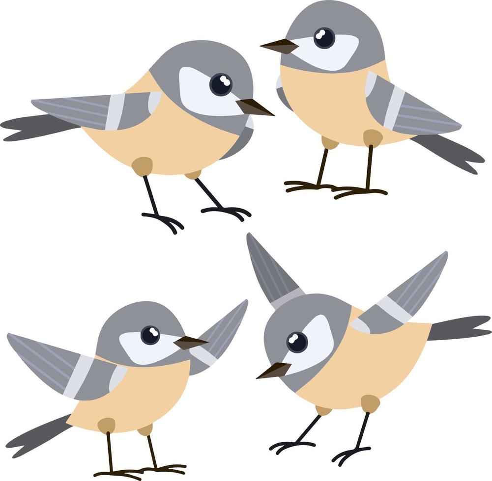 conjunto de pájaro. salvaje animal. con alas pájaro cantor. dibujos animados plano ilustración vector
