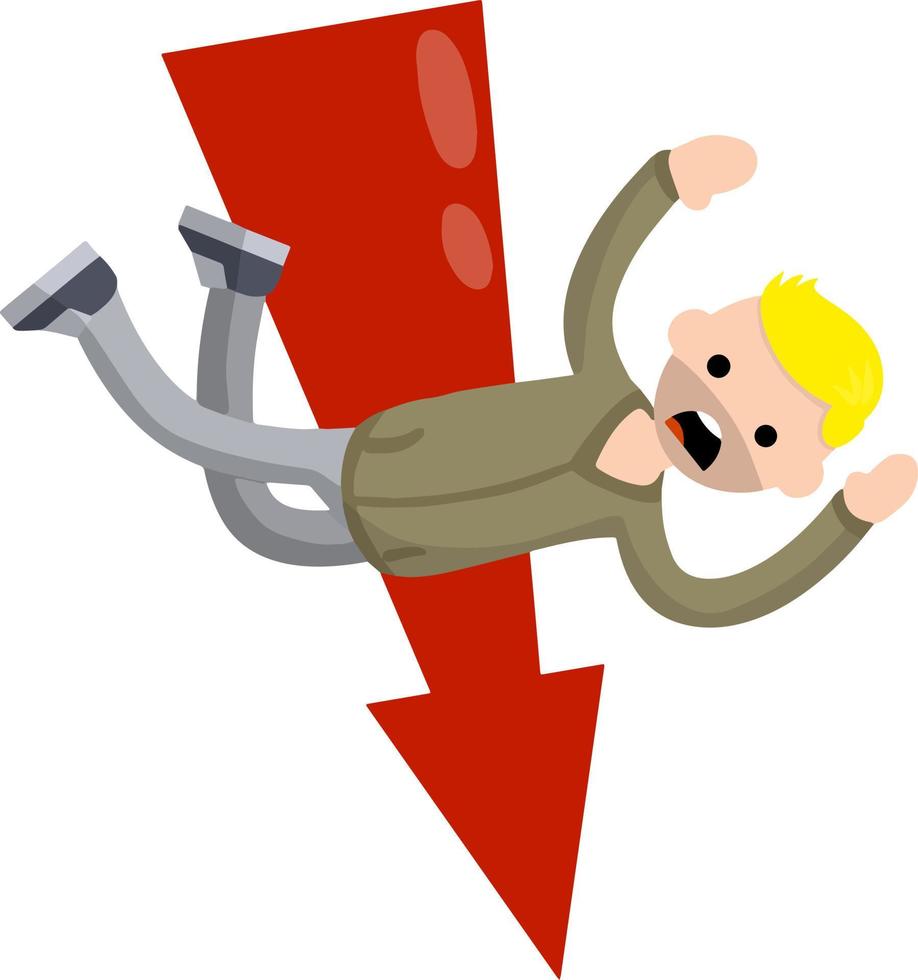 Man fall down. frightened guy in distress. Problem and failure. Cartoon flat illustration. vector