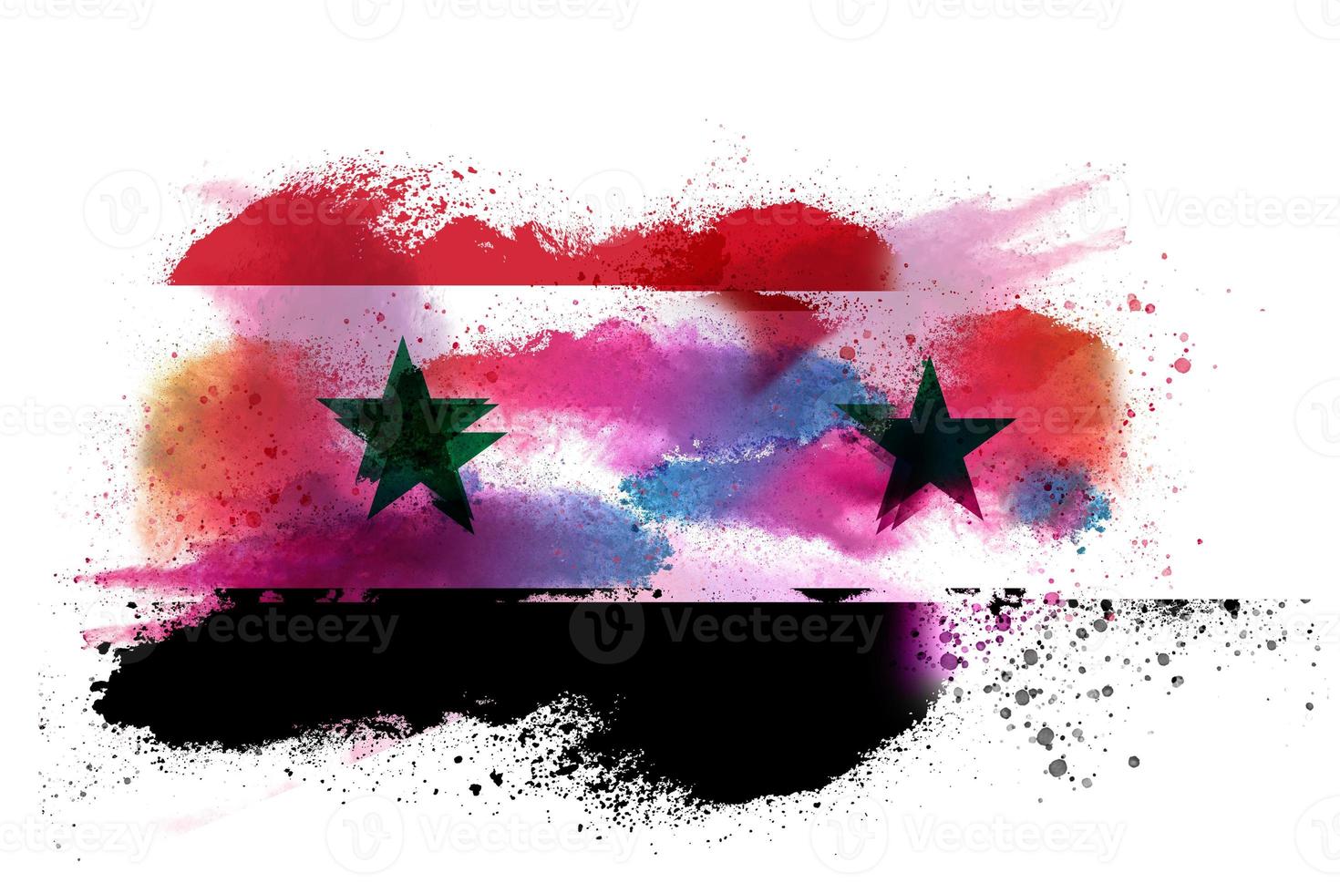 Syria Watercolor Painted Flag photo