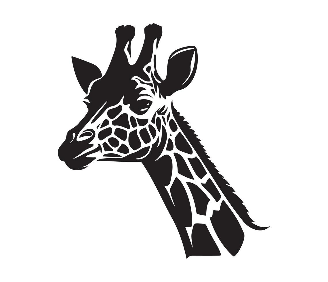 Giraffe Face, Silhouettes Giraffe Face, black and white Giraffe vector