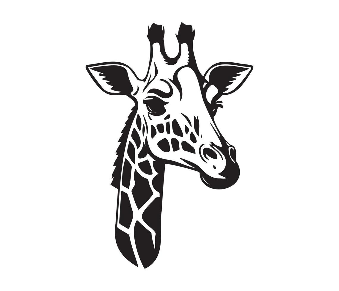 Giraffe Face, Silhouettes Giraffe Face, black and white Giraffe vector