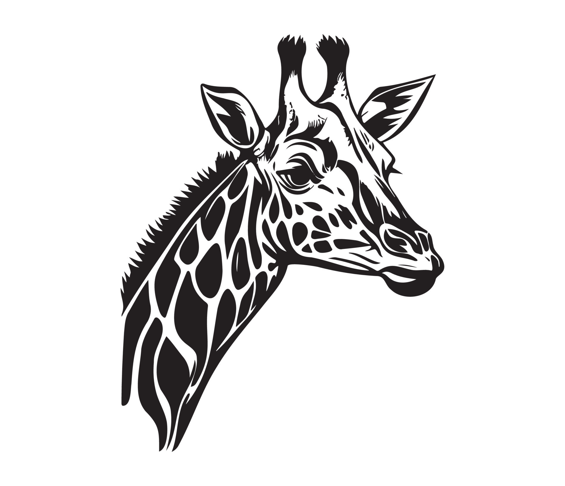 Giraffe Face, Silhouettes Giraffe Face, black and white Giraffe vector