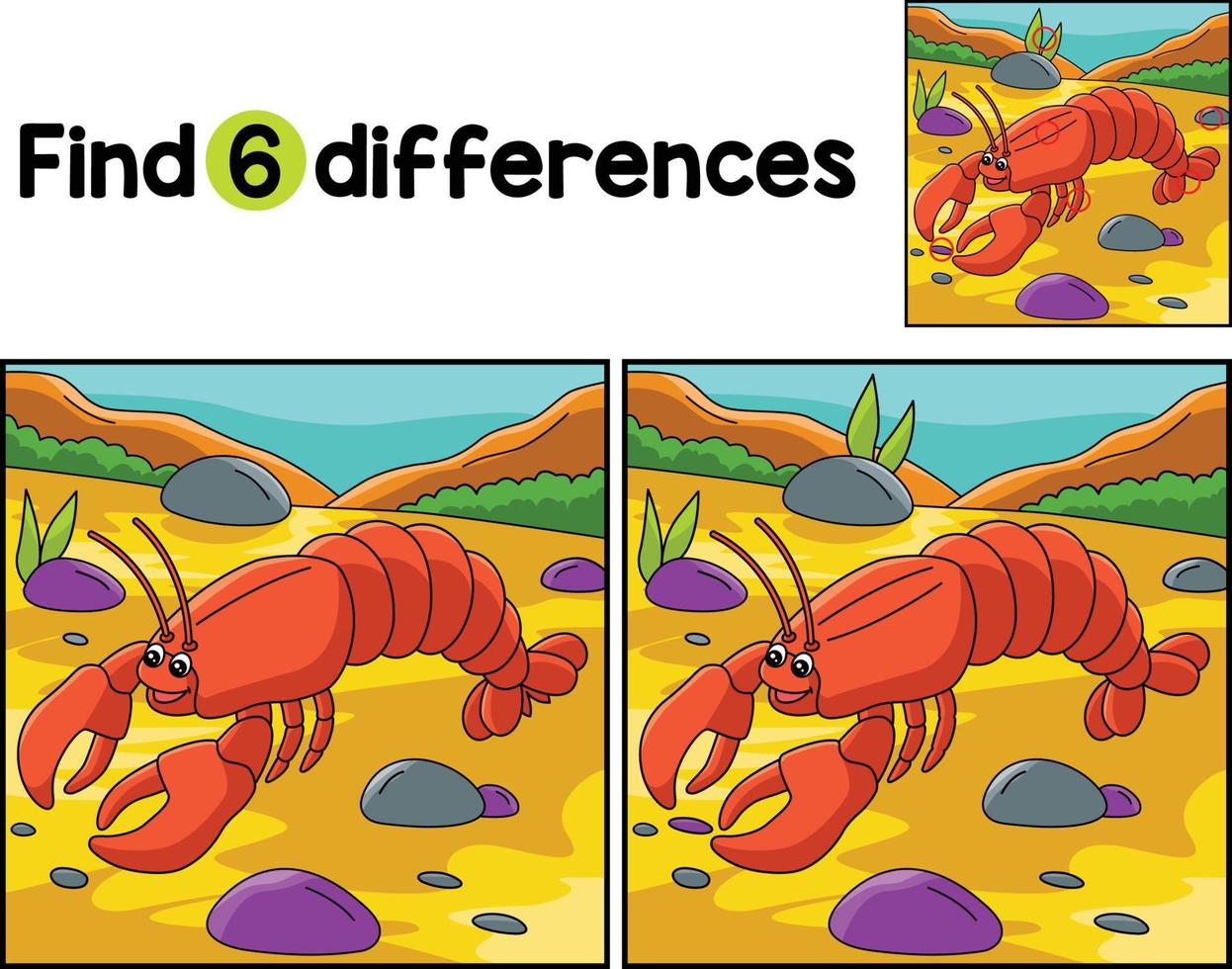 Lobster Animal Find The Differences vector