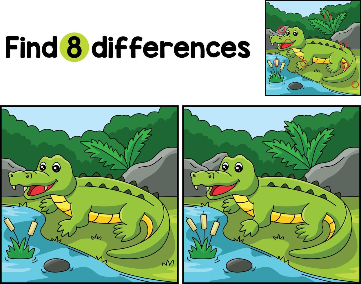 Crocodile Animal Find The Differences vector